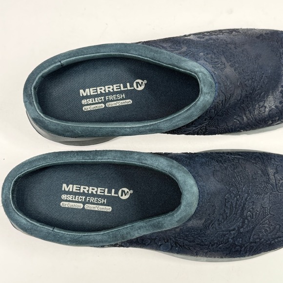 Merrell Encore Frill Clog Slip On Comfort Casual Navy Blue Leather Size 9.5 - Picture 5 of 7